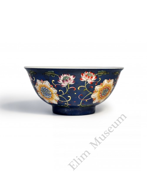 1464 A Pair of blue ground falancai bowls